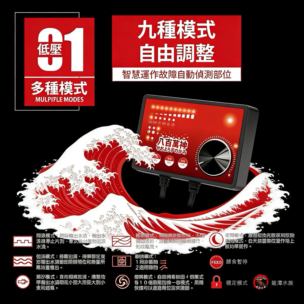 龍潭水族🇯🇵 【八百萬神造浪機】 【25-65W】 【智能循環】魚缸造浪機 增加水流循環 台灣出貨 原廠正品 實體水族館 縮圖 4